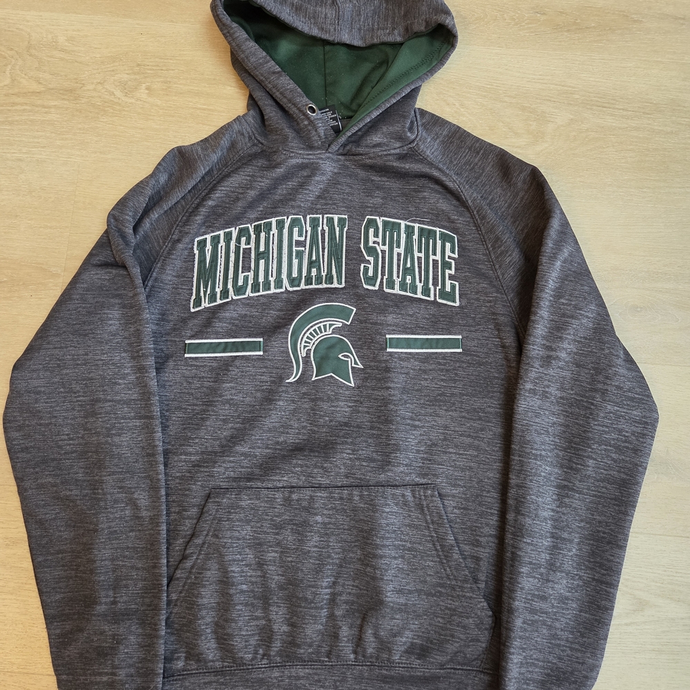 Colosseum Charcoal and Green Michigan State Hoodie